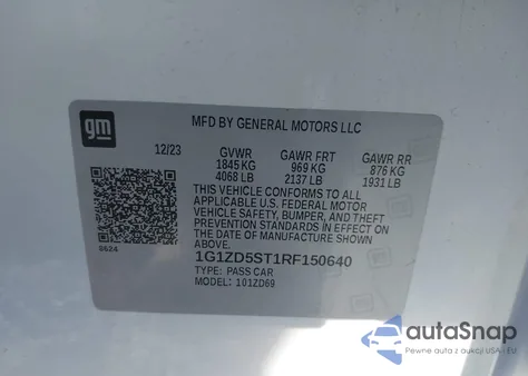 2024 Chevrolet Malibu Fwd 1Lt from USA, damaged, VIN 1G1ZD5ST1RF150640
